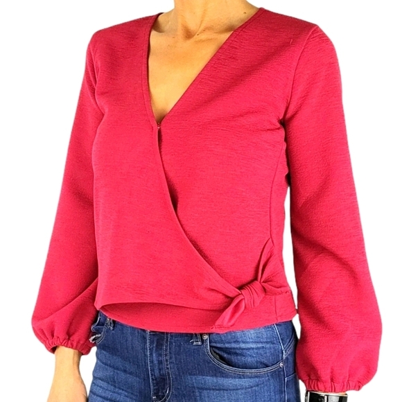 Madewell Texture & Thread Crepe Wrap Top Size Small Pink - Picture 1 of 6